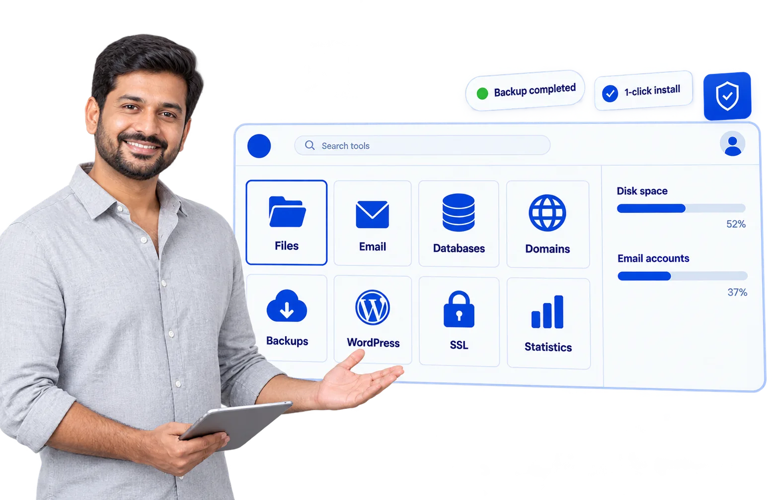 cPanel control panel dashboard